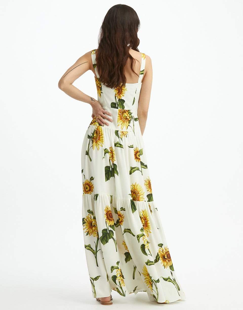 OSCAR DE LA RENTA-Sunflower Georgette Tank Dress-