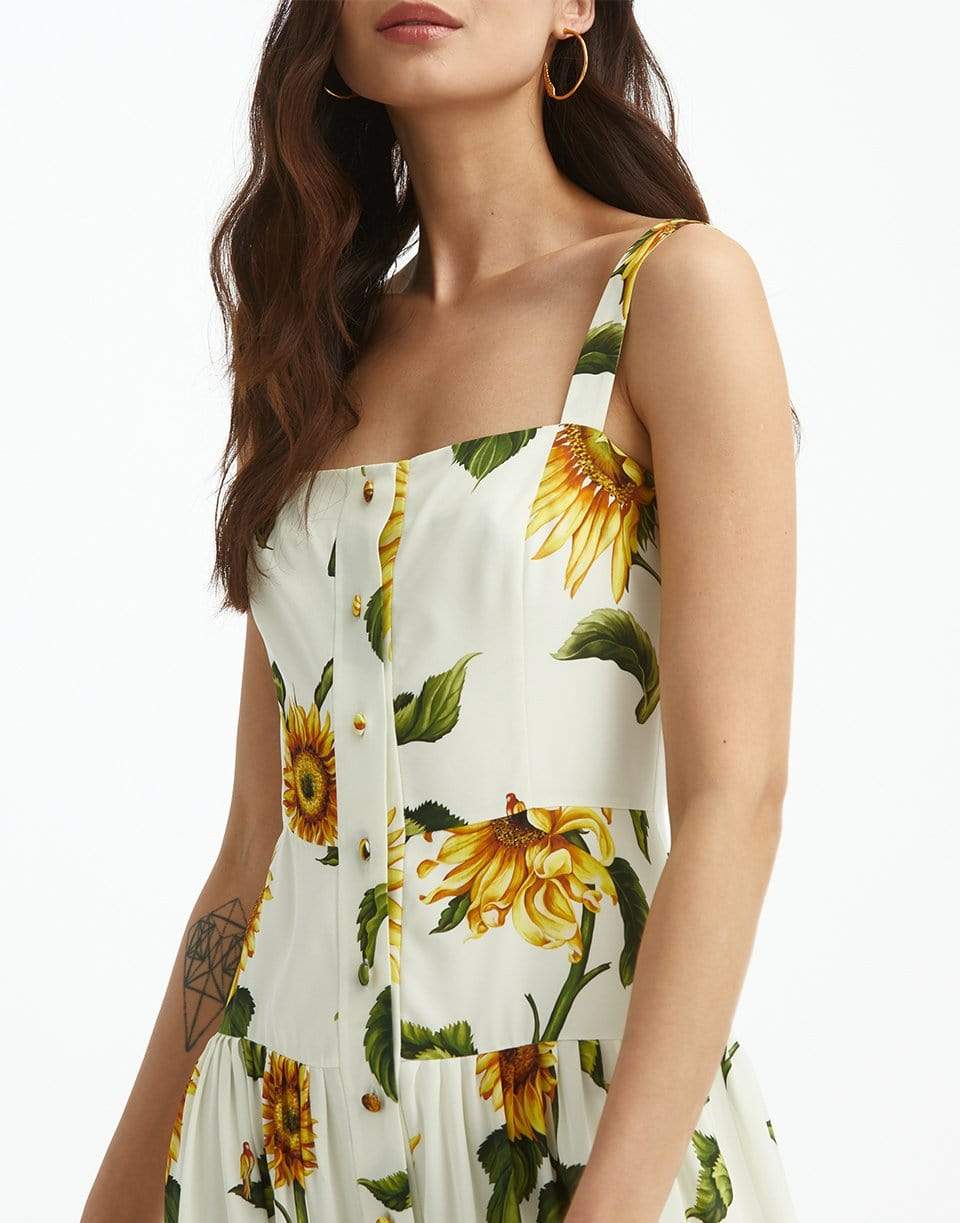 OSCAR DE LA RENTA-Sunflower Georgette Tank Dress-