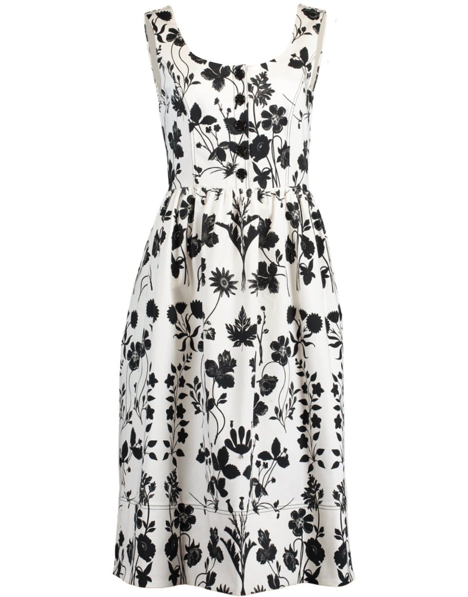 OSCAR DE LA RENTA-Botanical Print Midi Dress-