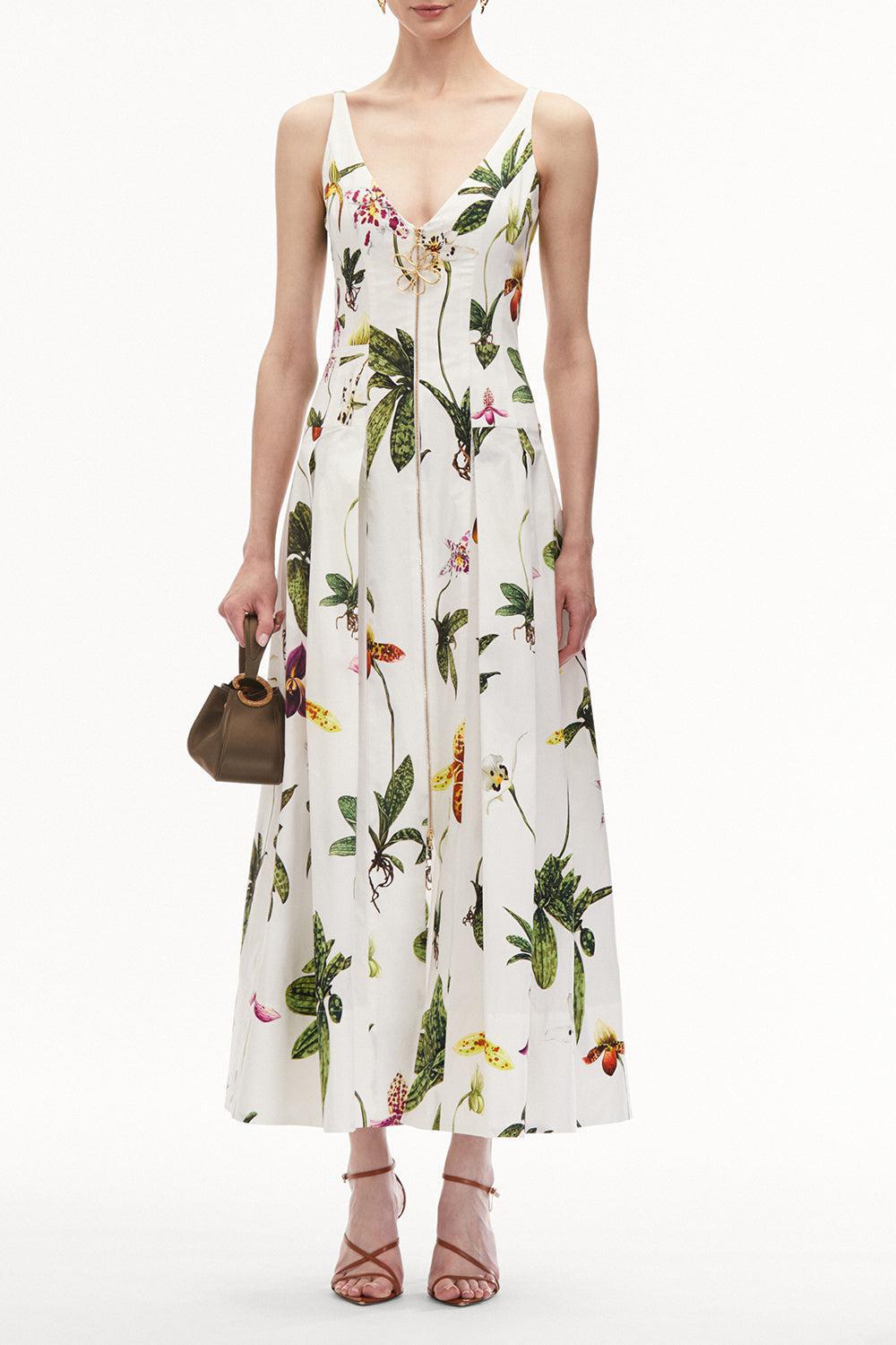 OSCAR DE LA RENTA-Sleeveless Orchid Zip Front Dress-