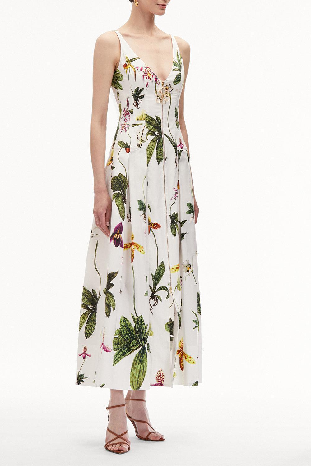 OSCAR DE LA RENTA-Sleeveless Orchid Zip Front Dress-