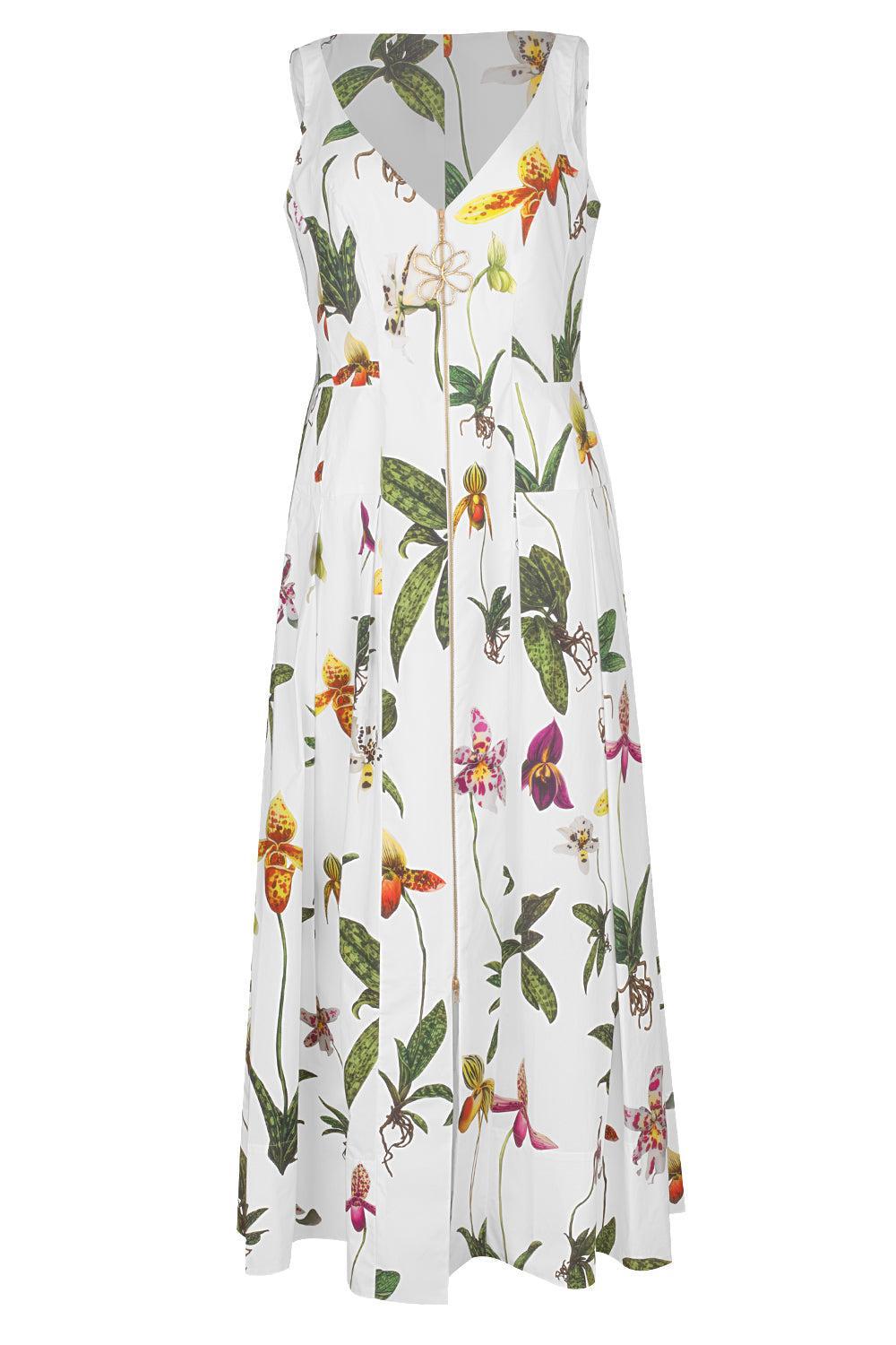 OSCAR DE LA RENTA-Sleeveless Orchid Zip Front Dress-