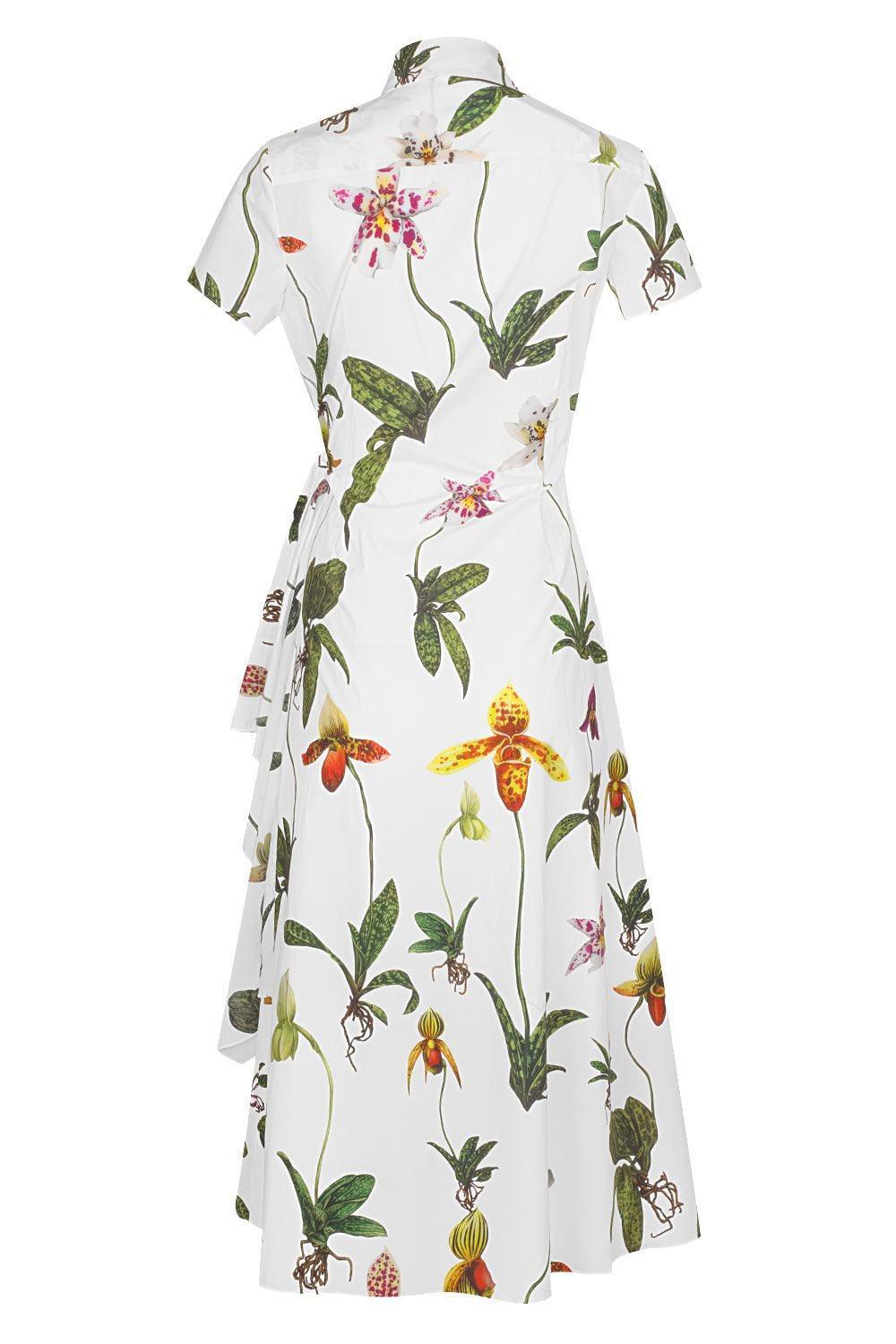 OSCAR DE LA RENTA-Cap Sleeve Orchid Draped Dress-