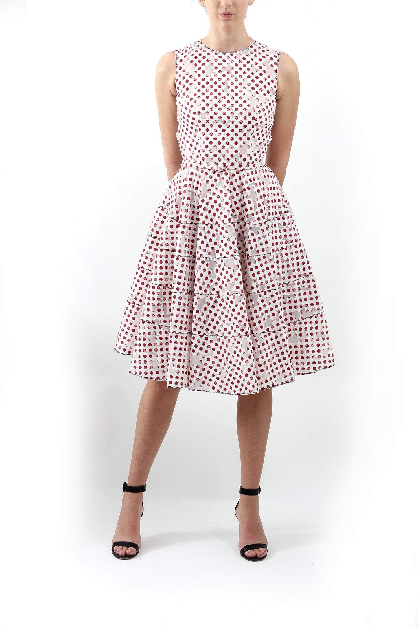 OSCAR DE LA RENTA-Floral Dot Devore Dress-