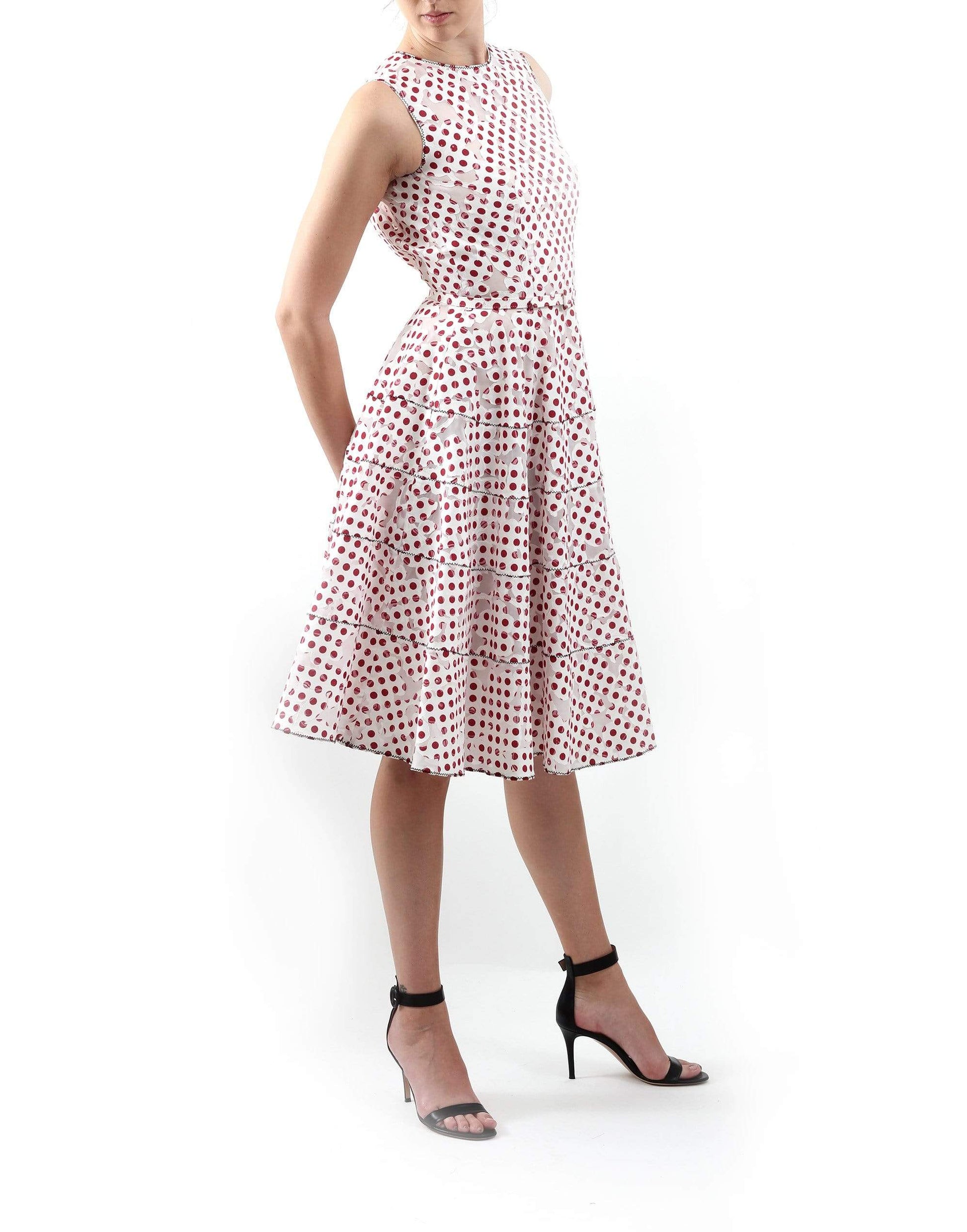 OSCAR DE LA RENTA-Floral Dot Devore Dress-