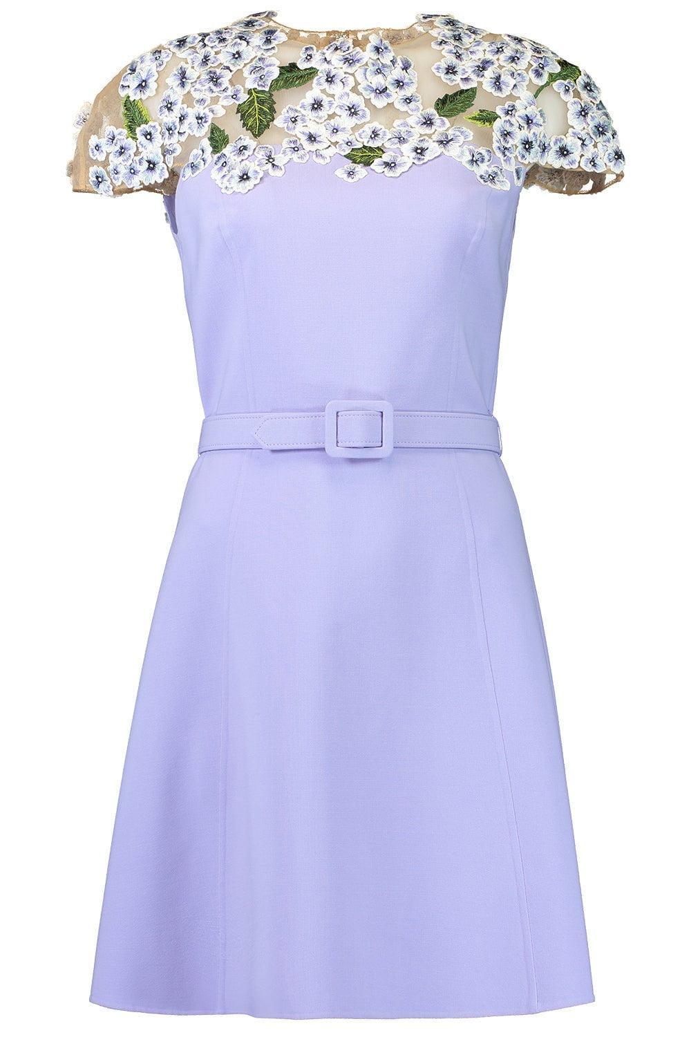 OSCAR DE LA RENTA-Hydrangea Embroidered Mini Dress-
