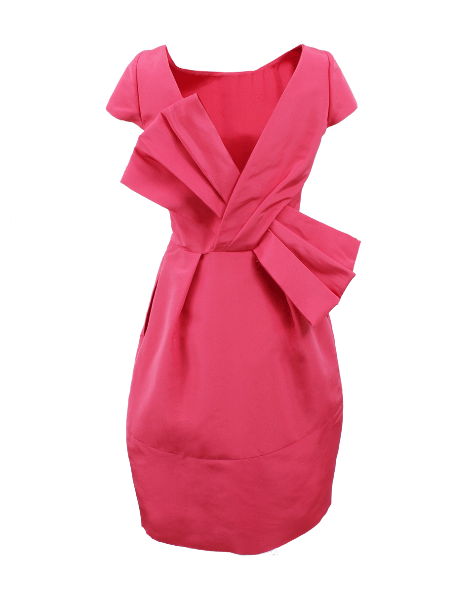 OSCAR DE LA RENTA-Bow Back Front Pleat Dress-