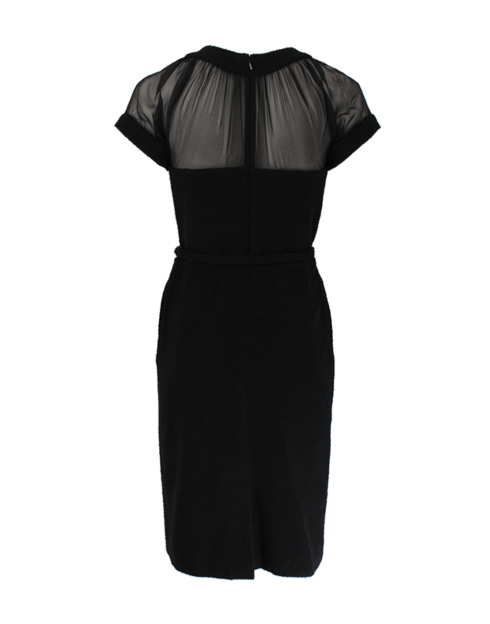 OSCAR DE LA RENTA-Belted Boucle Slim Dress-
