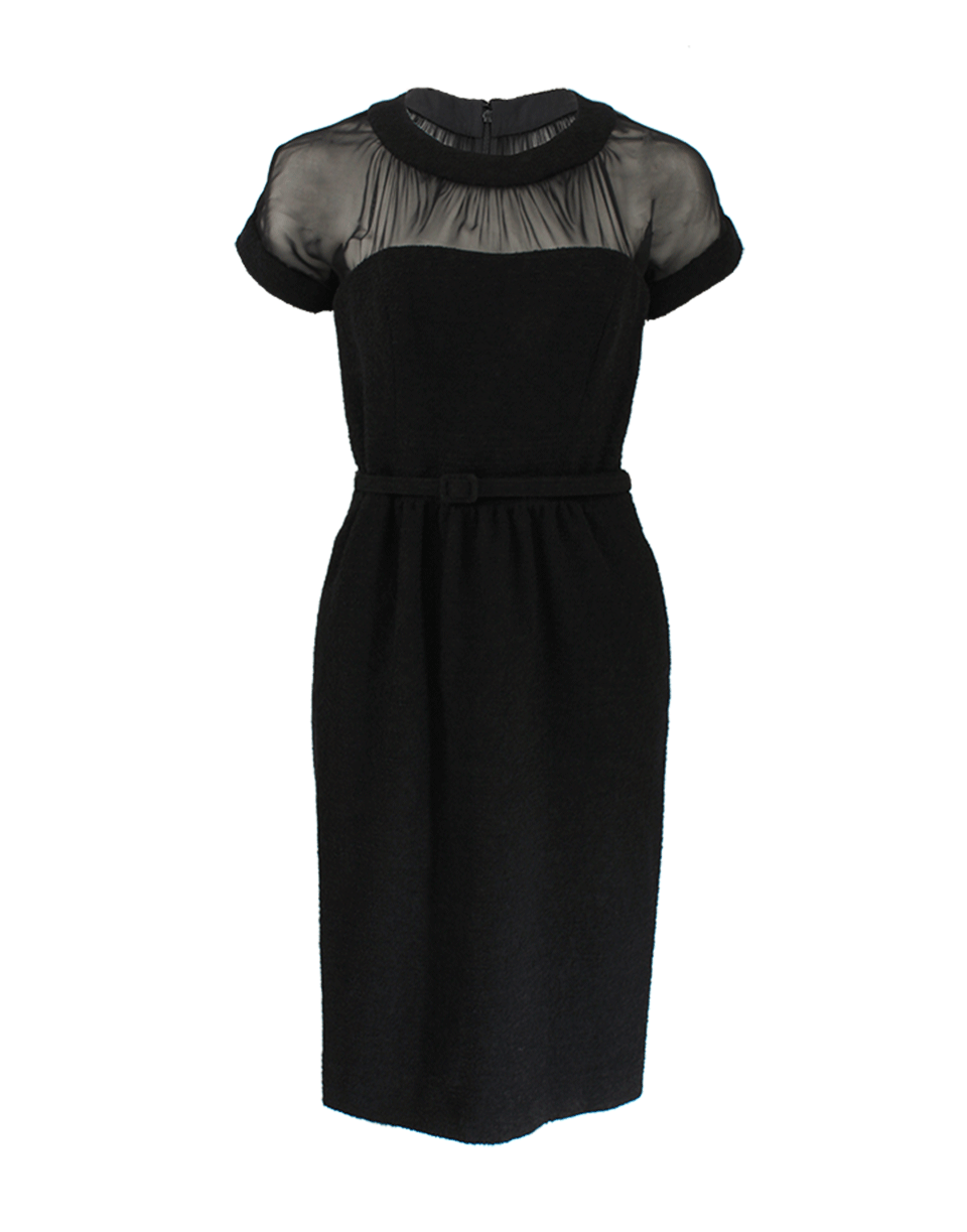 OSCAR DE LA RENTA-Belted Boucle Slim Dress-