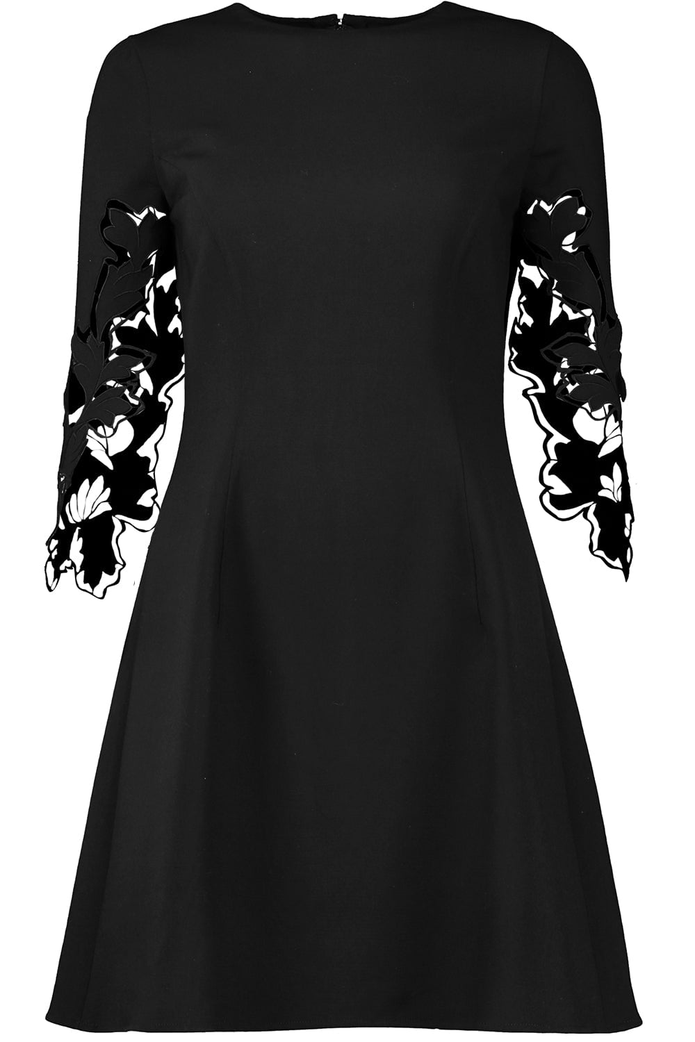 OSCAR DE LA RENTA-Three Quarter Sleeve Mini Dress-BLACK