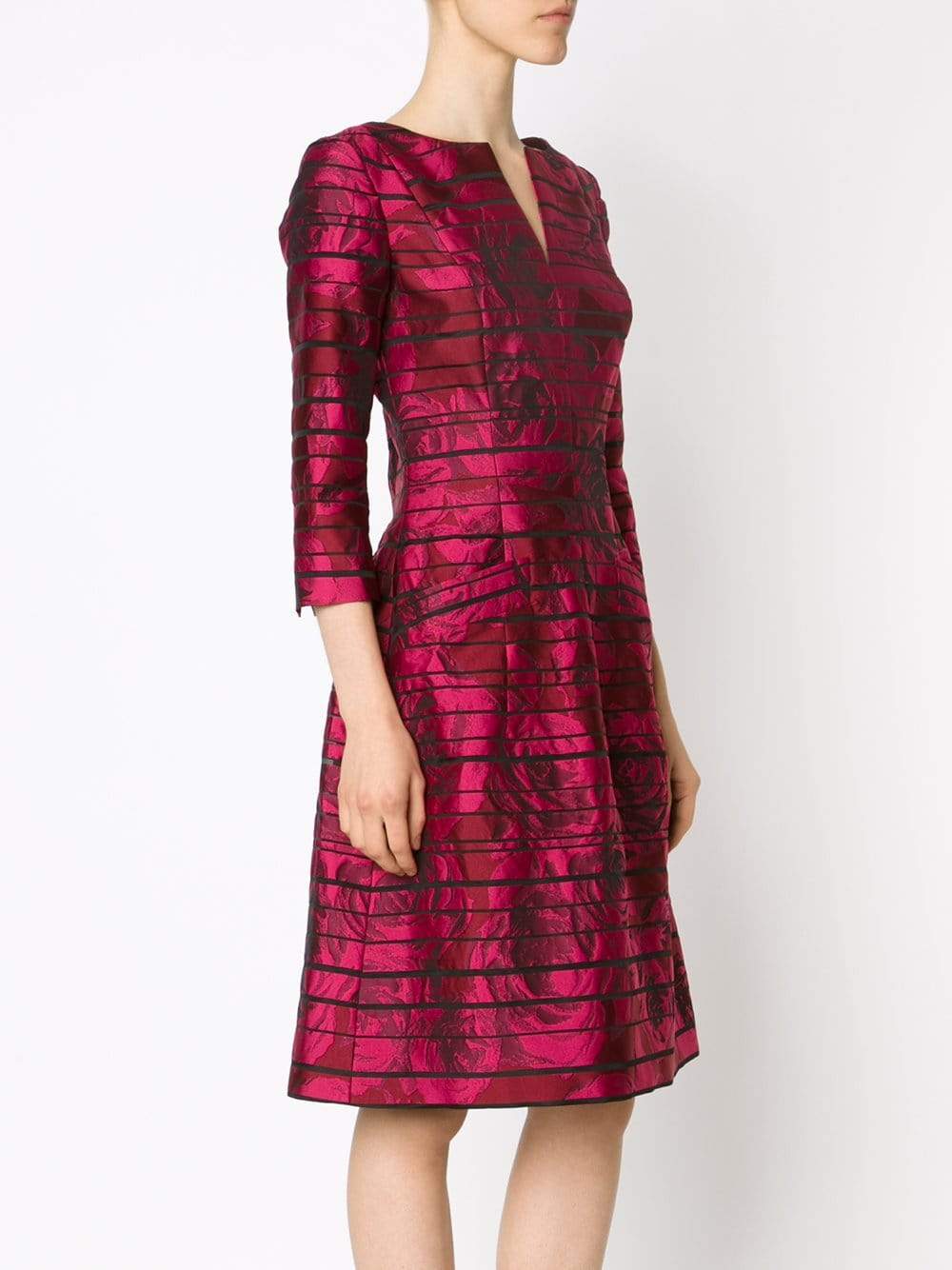 OSCAR DE LA RENTA-Rose Striped Jacquard Dress-