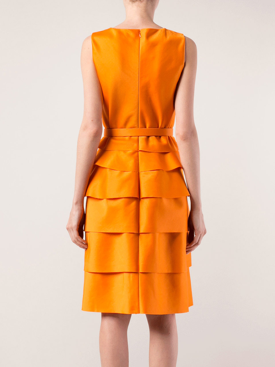 OSCAR DE LA RENTA-Sleeveless Tiered Bell Bottom Dress-