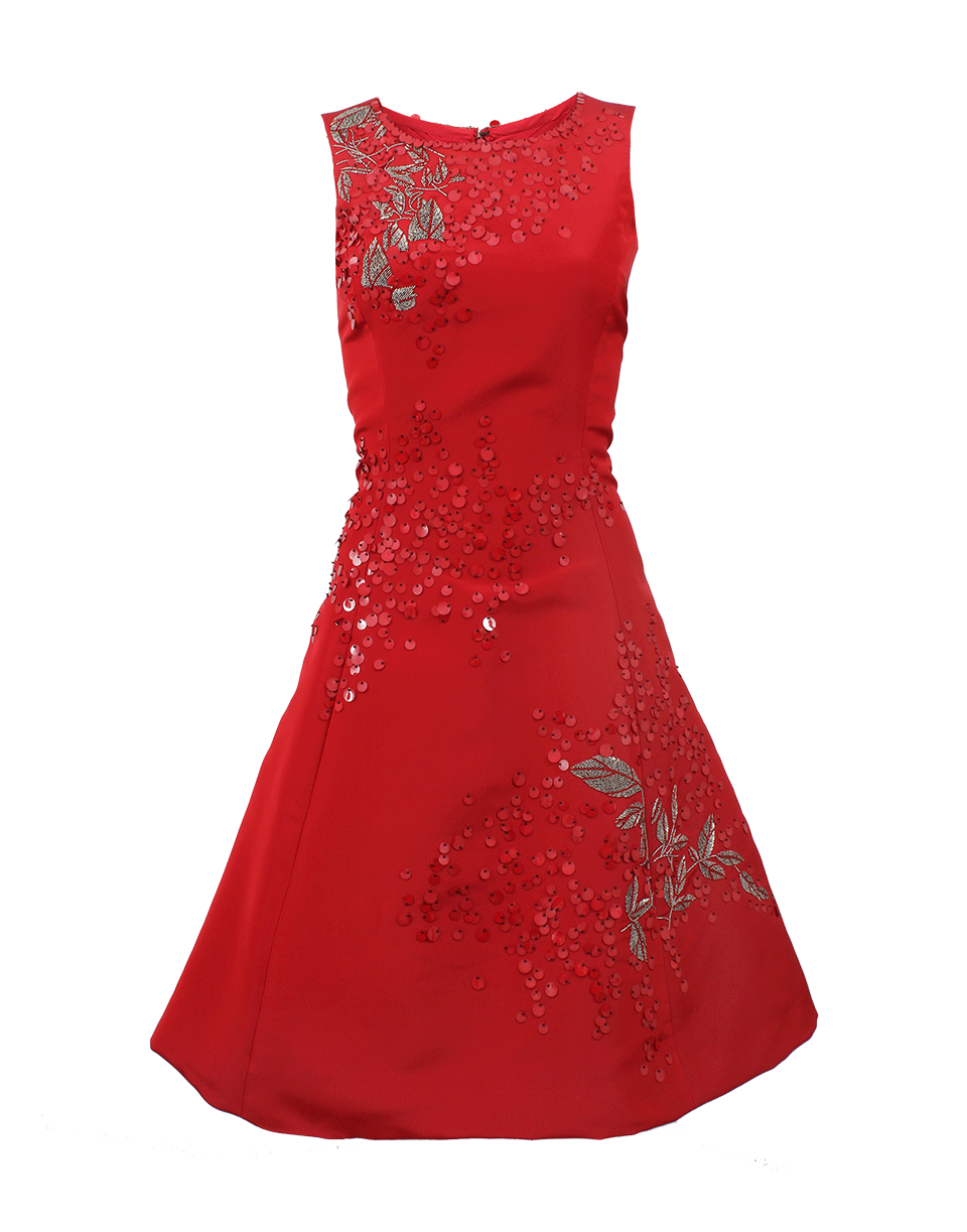 OSCAR DE LA RENTA-Bell Shape Beaded Dress-CRIMSON