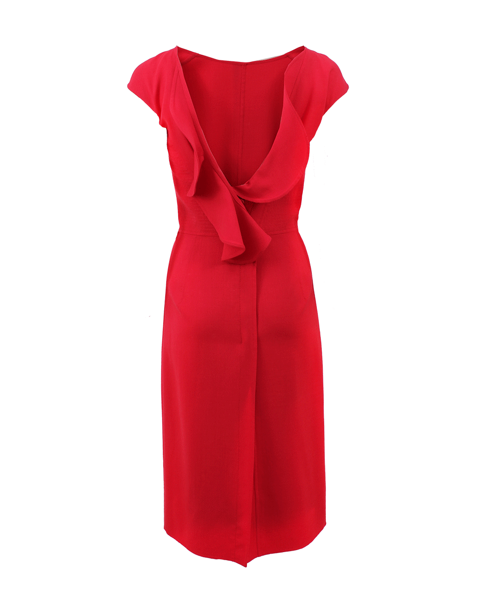 OSCAR DE LA RENTA-Bateau Neck Ruffle Back Dress-