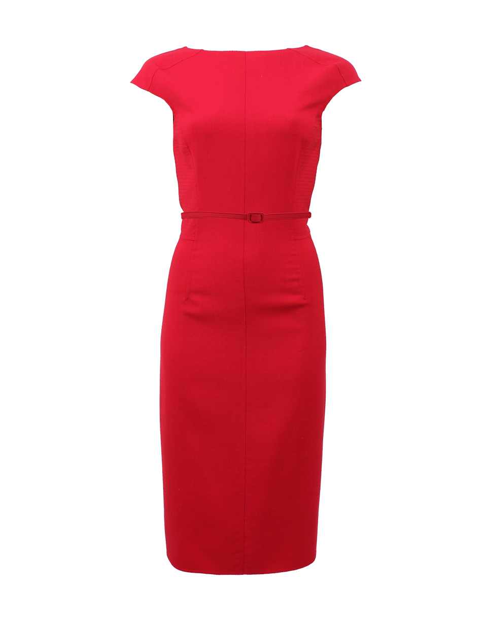 OSCAR DE LA RENTA-Bateau Neck Ruffle Back Dress-