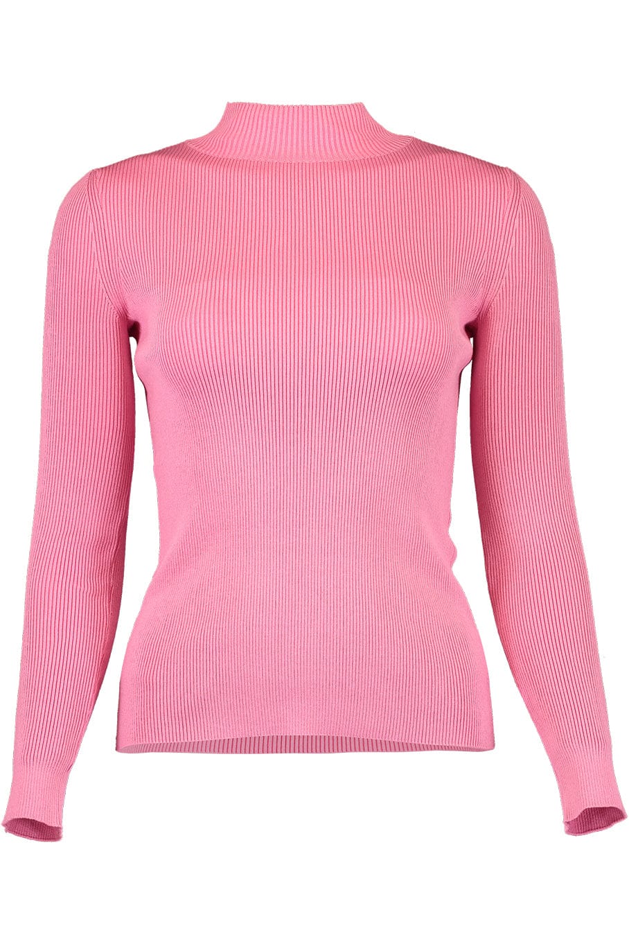OSCAR DE LA RENTA-Long Sleeve Mock Neck Ribbed Pull Over Top-