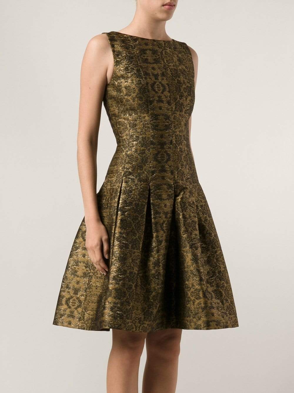 OSCAR DE LA RENTA-Bateau Neck Skirt Dress-