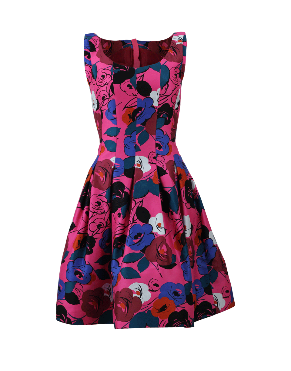 OSCAR DE LA RENTA-Pop Flower Dress-HOT PINK