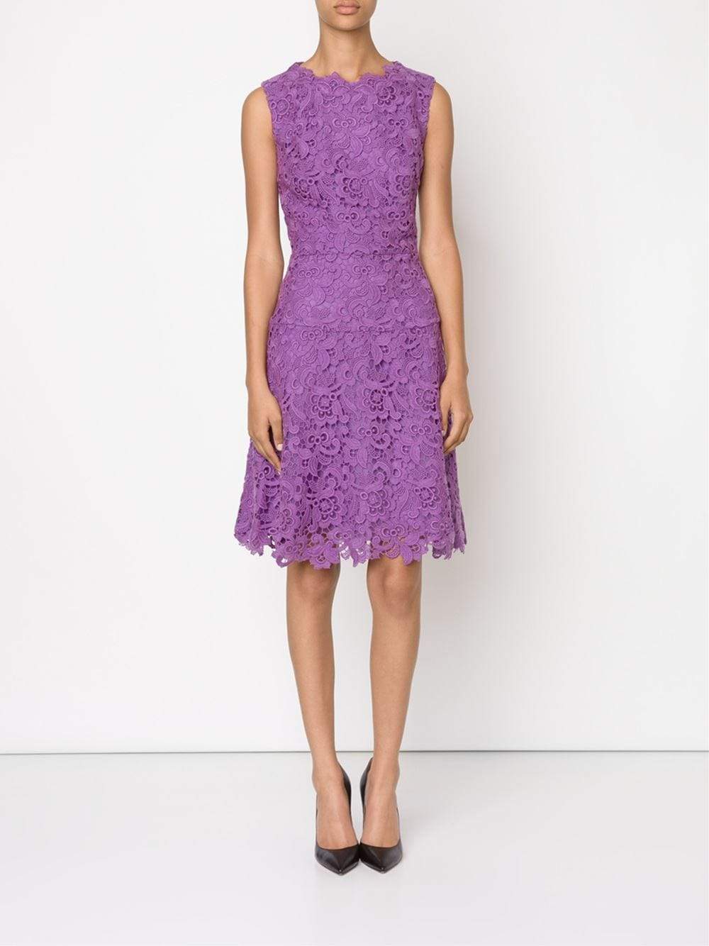OSCAR DE LA RENTA-Lace A-Line Dress-