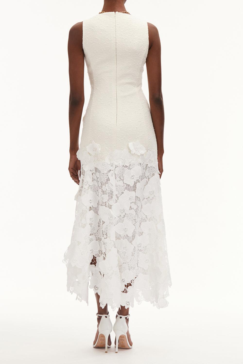 Orchid Sleeveless Dress-IVORY-4-CLOTHINGDRESSCOCKTAIL-OSCAR DE LA RENTA