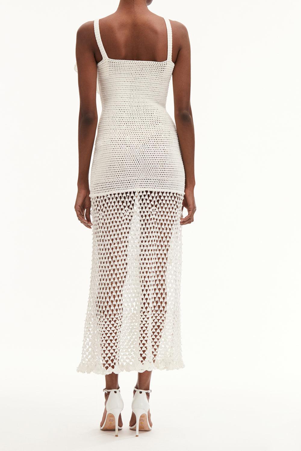 Halter Orchid Embroidered Dress-IVORY-XS-CLOTHINGDRESSCOCKTAIL-OSCAR DE LA RENTA