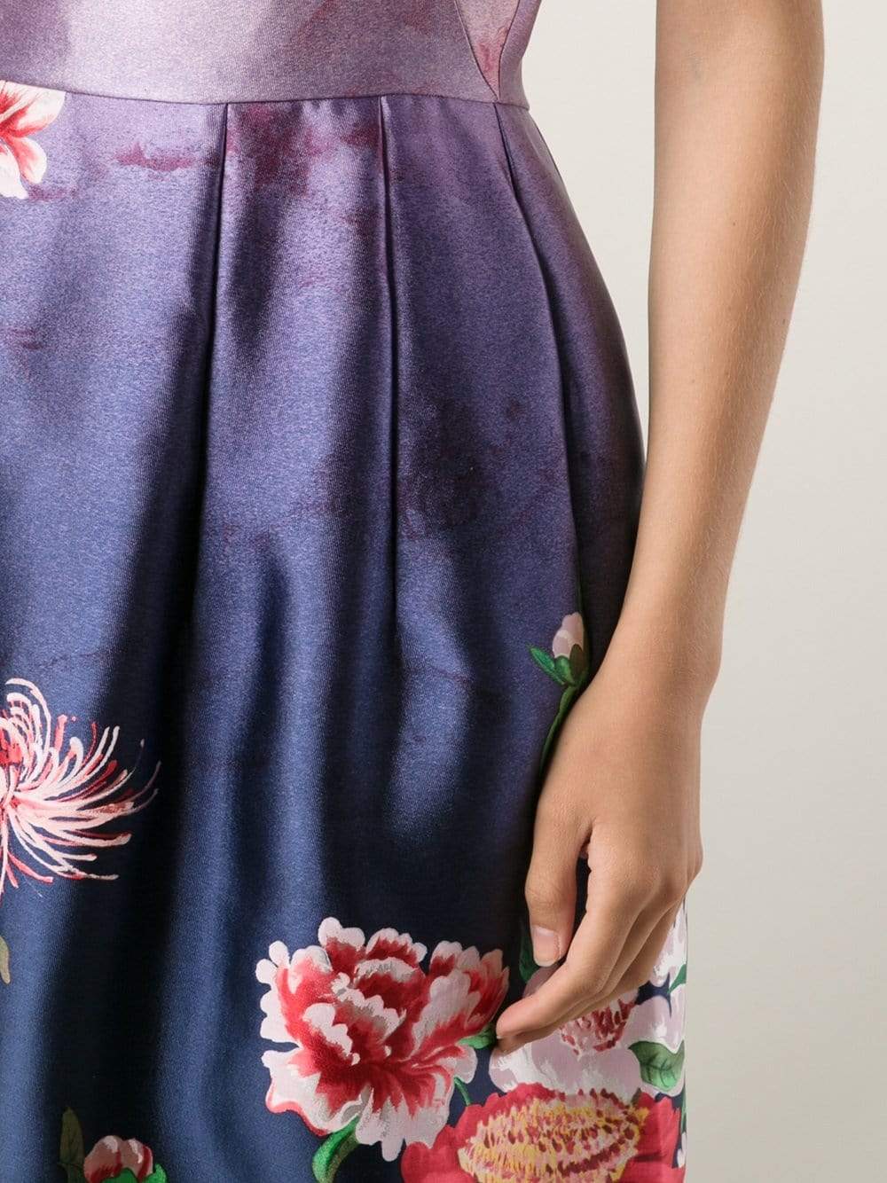 OSCAR DE LA RENTA-Jewel Neck Print Skirt Dress-