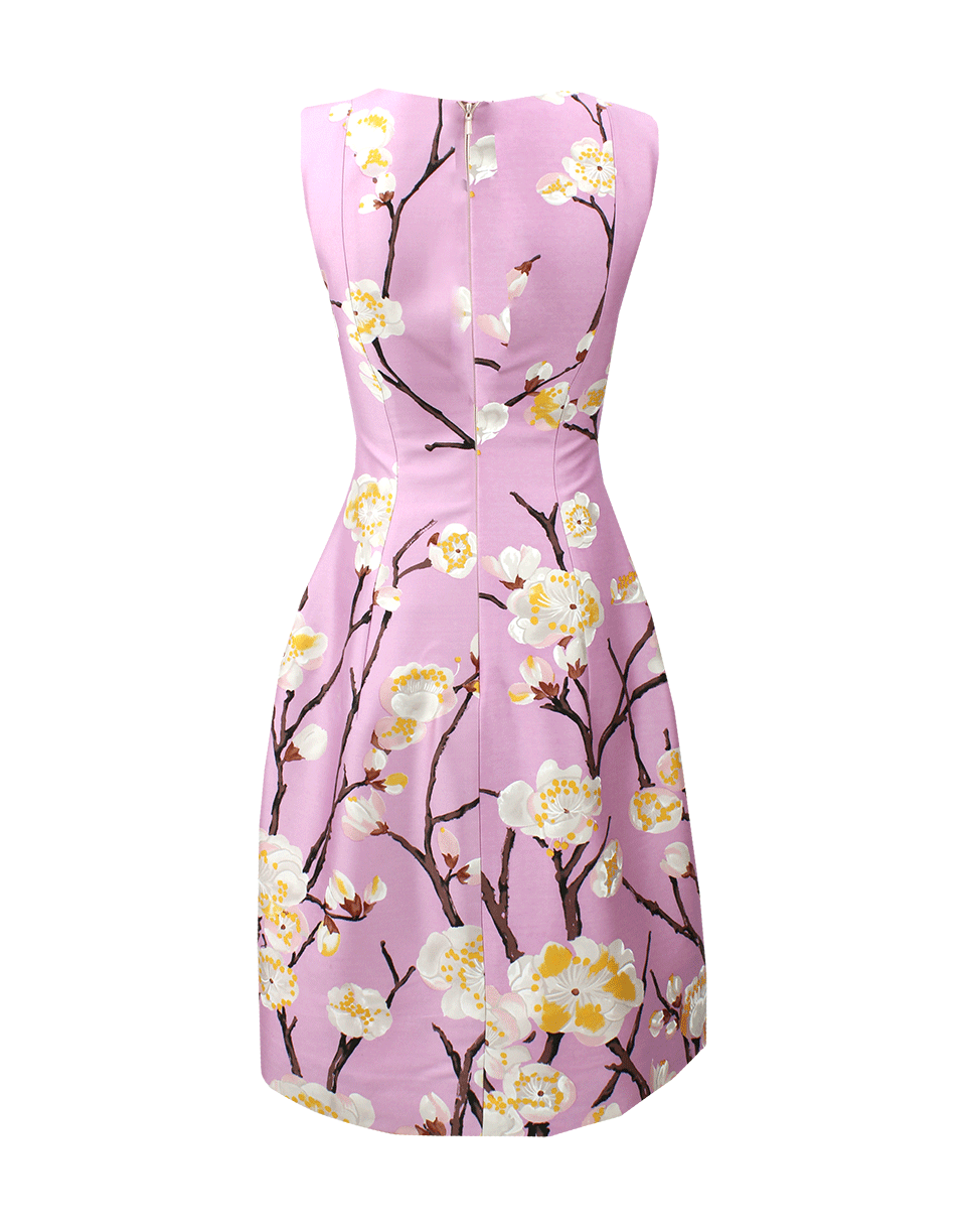 OSCAR DE LA RENTA-Crewneck Print Dress-LILAC