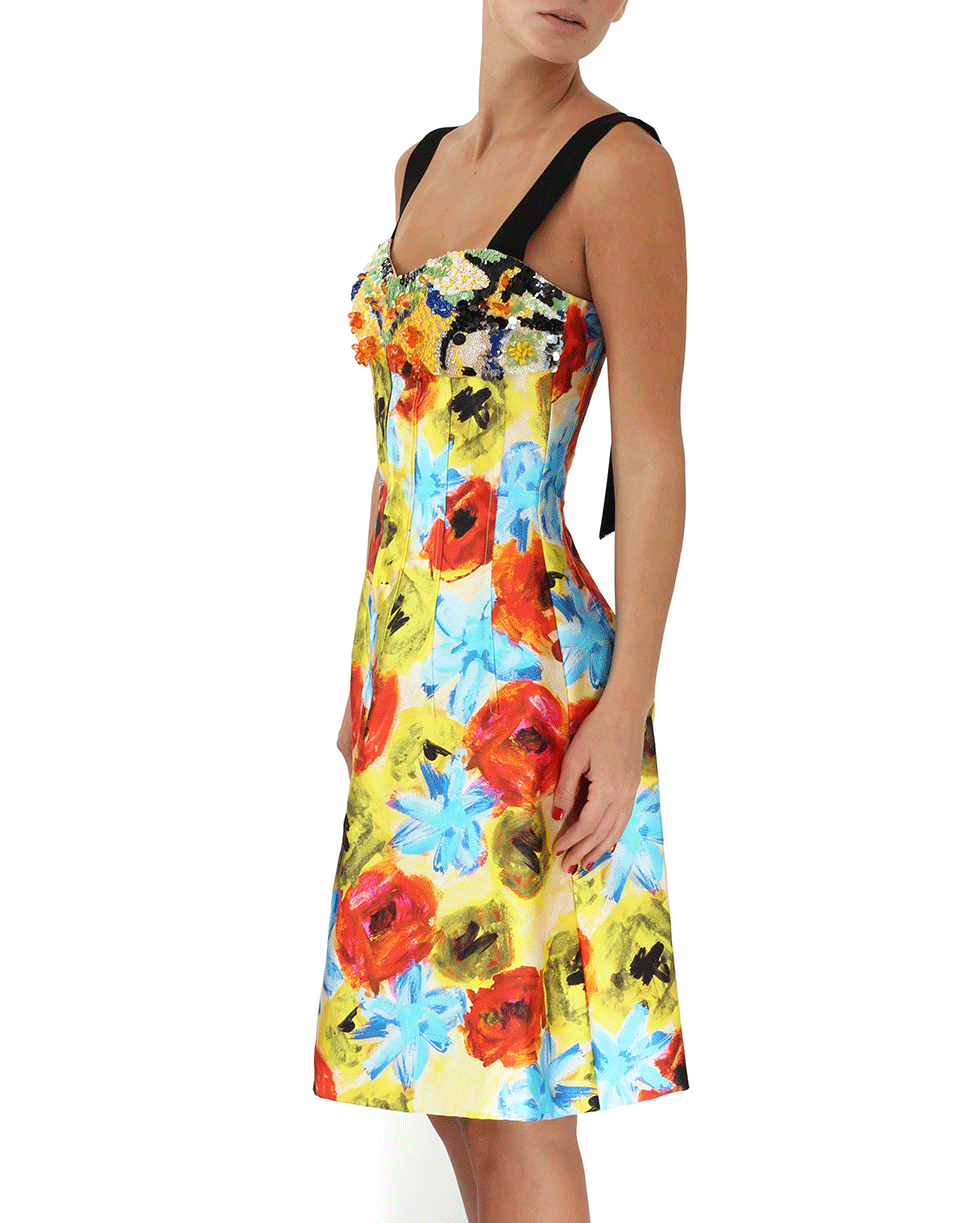 OSCAR DE LA RENTA-Sweetheart Zip Front Dress-MARIGOLD