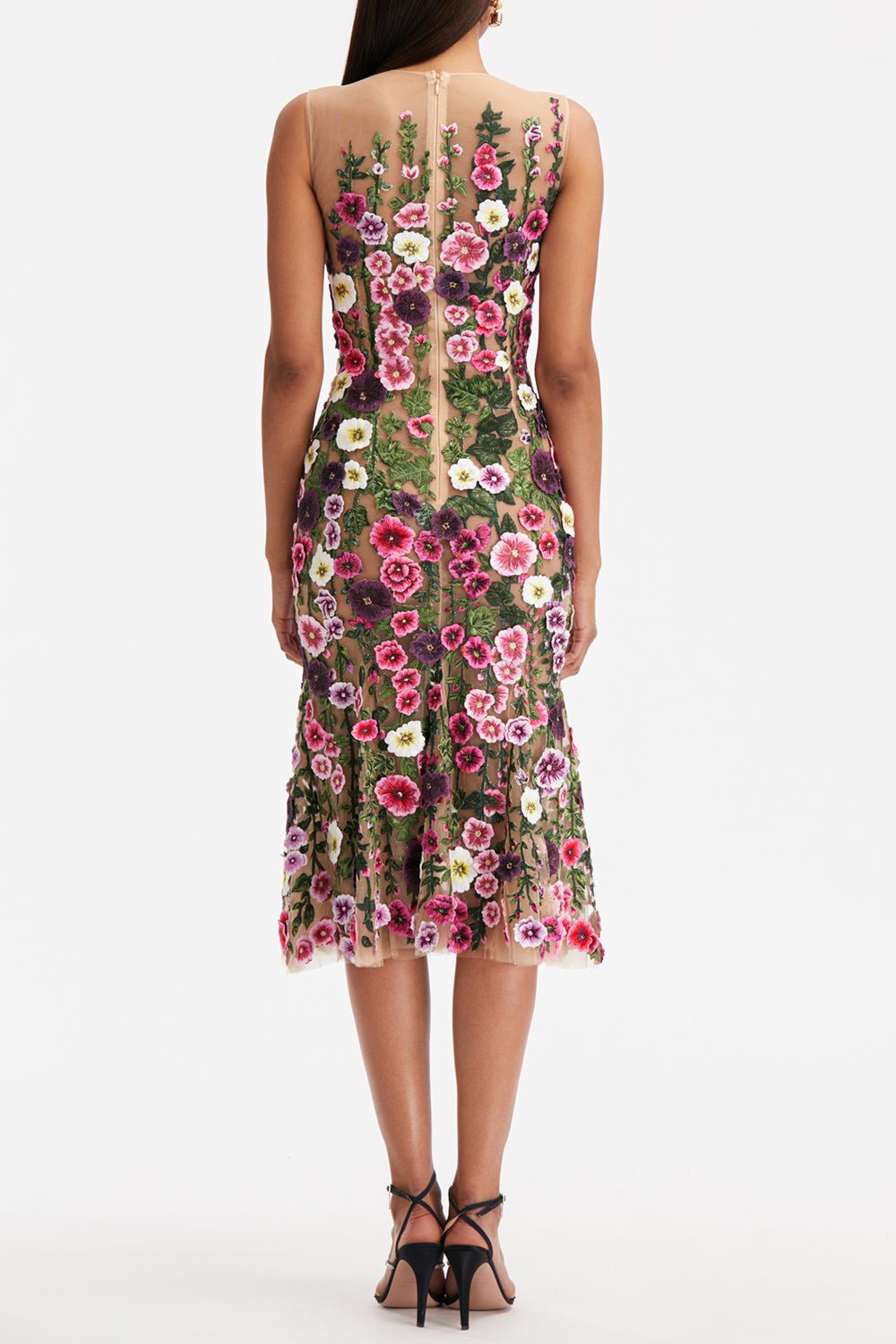 OSCAR DE LA RENTA-Hollyhock Threadwork Dress-MULTI