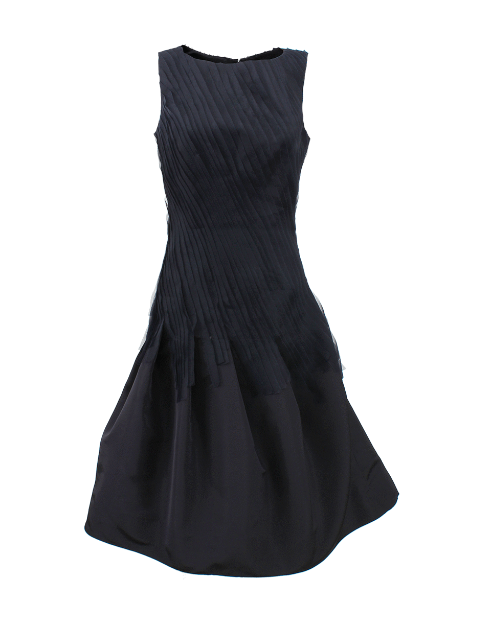 OSCAR DE LA RENTA-Boatneck Asymmetric Full Skirt Dress-