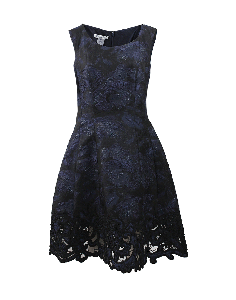 OSCAR DE LA RENTA-Lame Embroidered Bottom Dress-