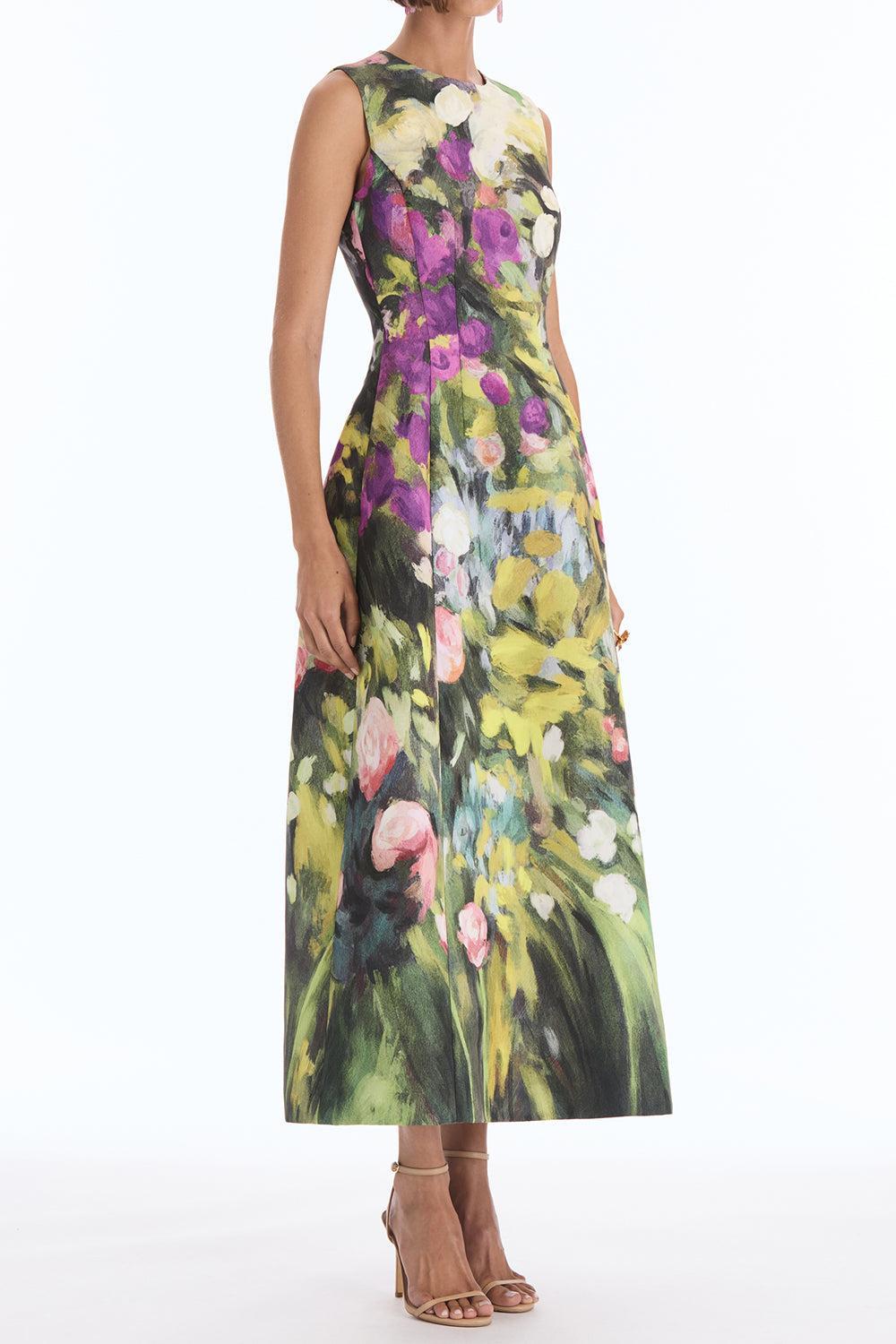  Sleeveless Abstract Garden Cocktail Dress-NOVELTY-6-CLOTHINGDRESSCOCKTAIL-OSCAR DE LA RENTA 
