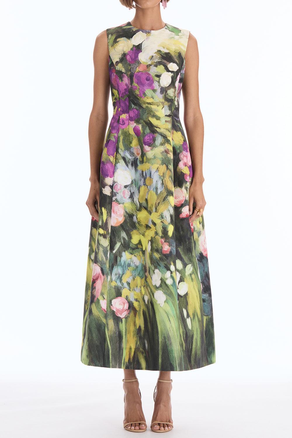 Sleeveless Abstract Garden Cocktail Dress-NOVELTY-6-CLOTHINGDRESSCOCKTAIL-OSCAR DE LA RENTA
