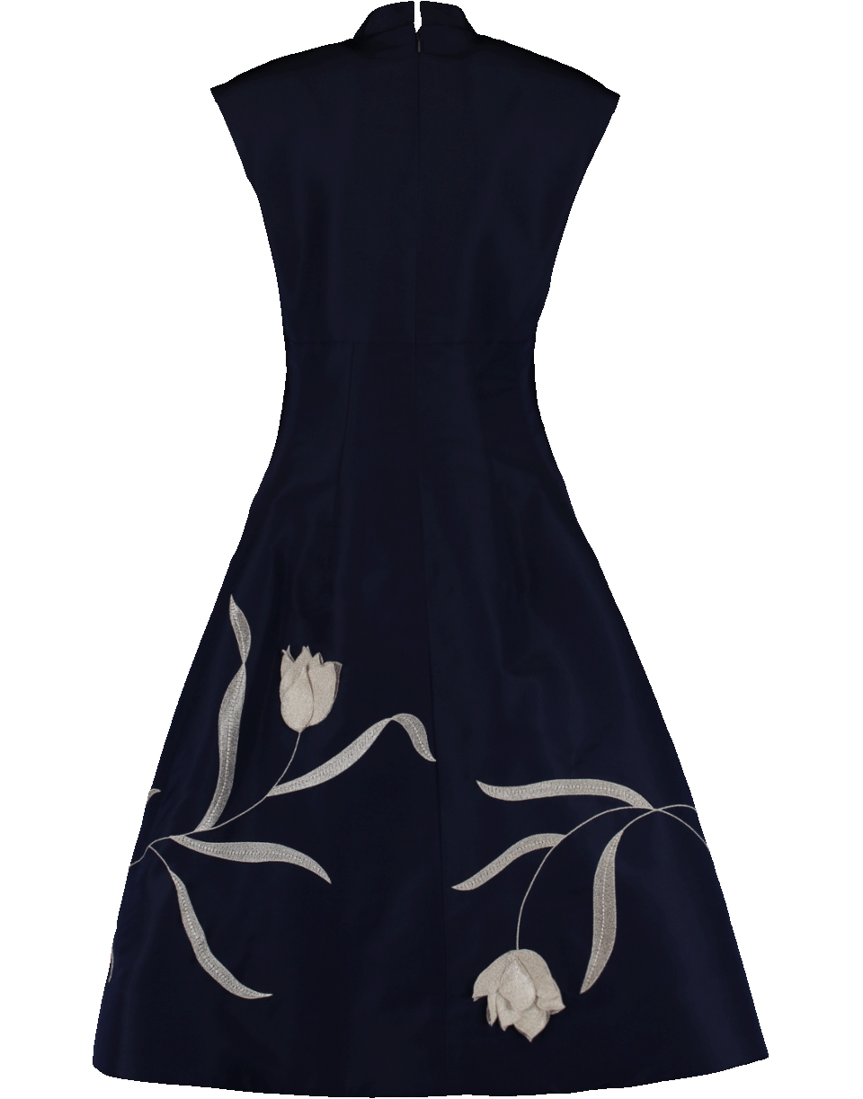 OSCAR DE LA RENTA-Floral Embroidered Dress-
