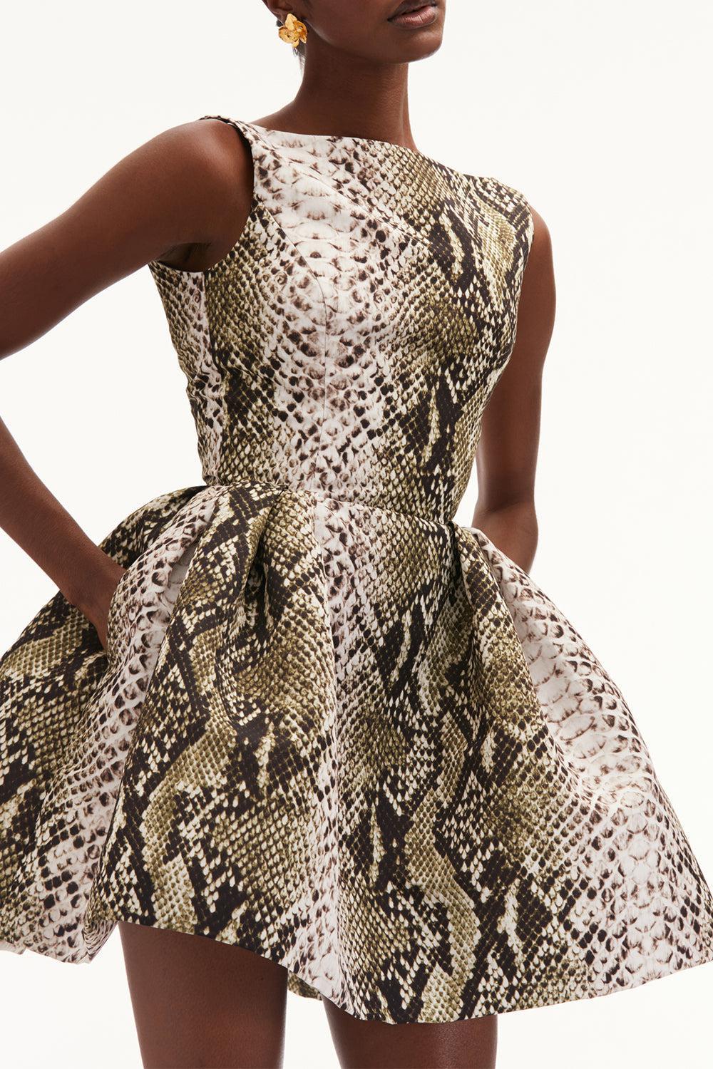 OSCAR DE LA RENTA-Strapless Cocktail Dress-OLIVE