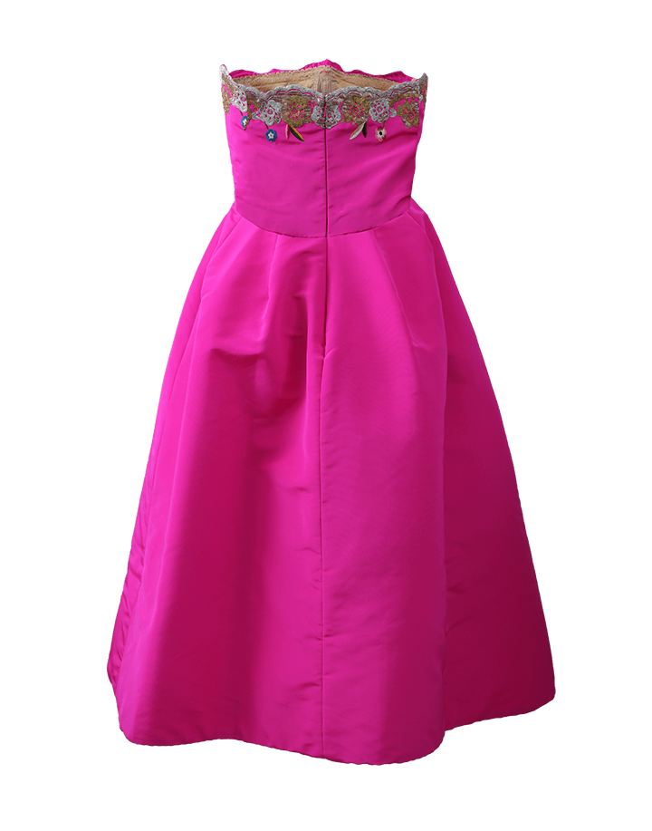 OSCAR DE LA RENTA-Strapless Embroidered Dress-PINK