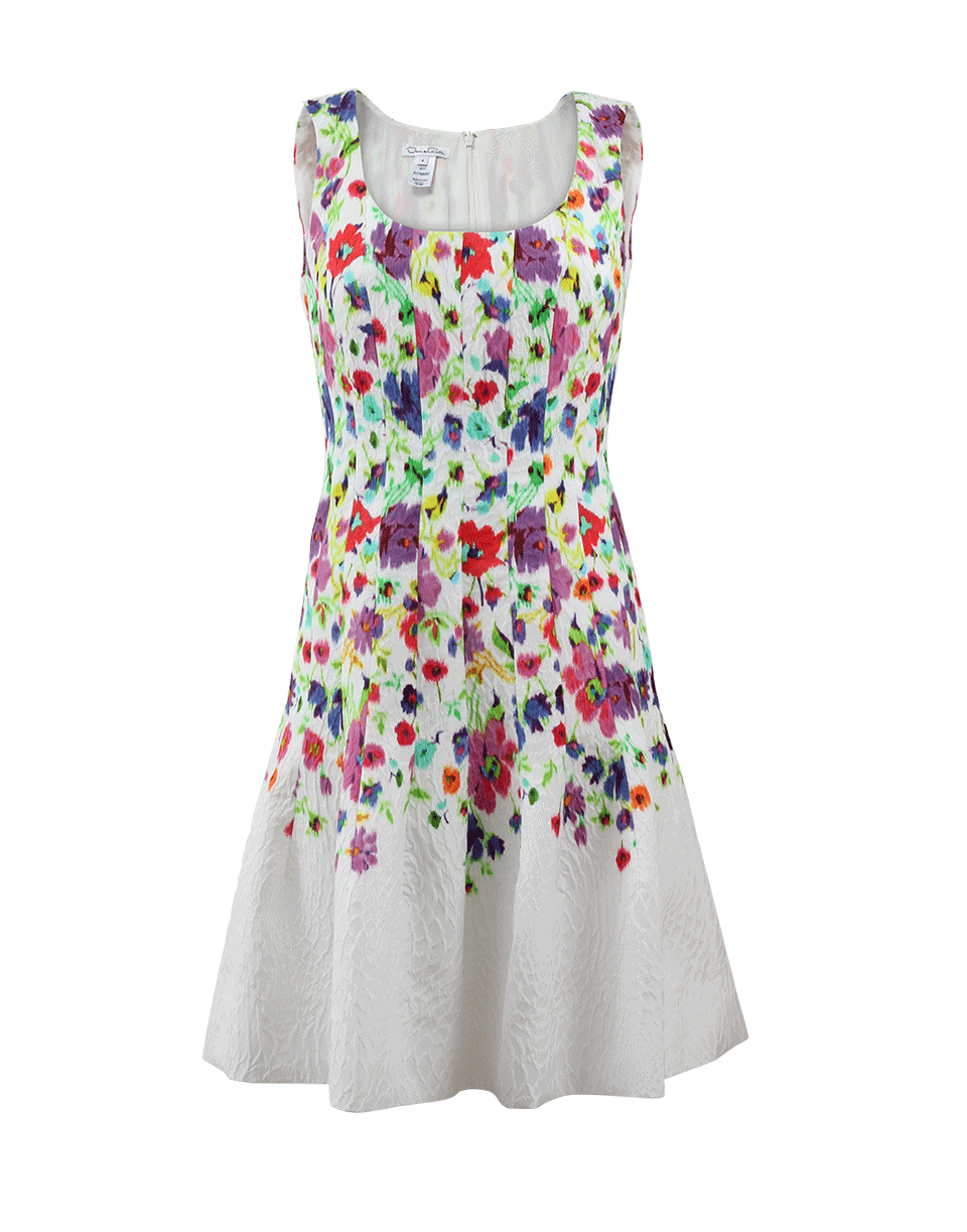 OSCAR DE LA RENTA-Floral Cloque Dress-