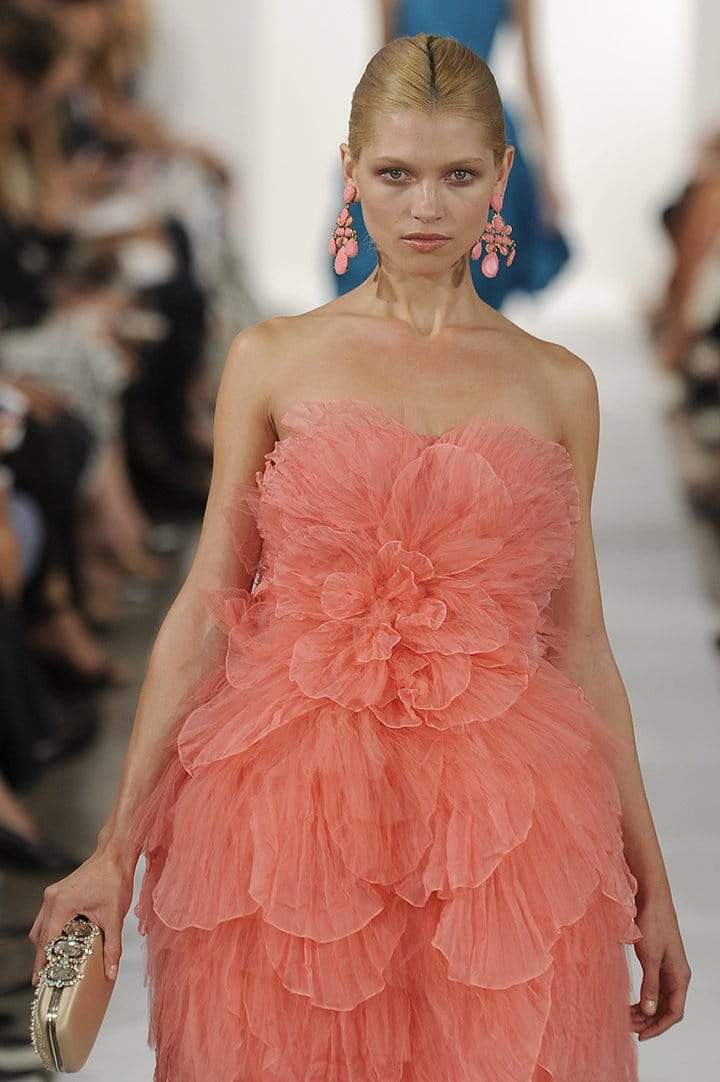 OSCAR DE LA RENTA-Strapless Tulle Petal Dress-SORBET