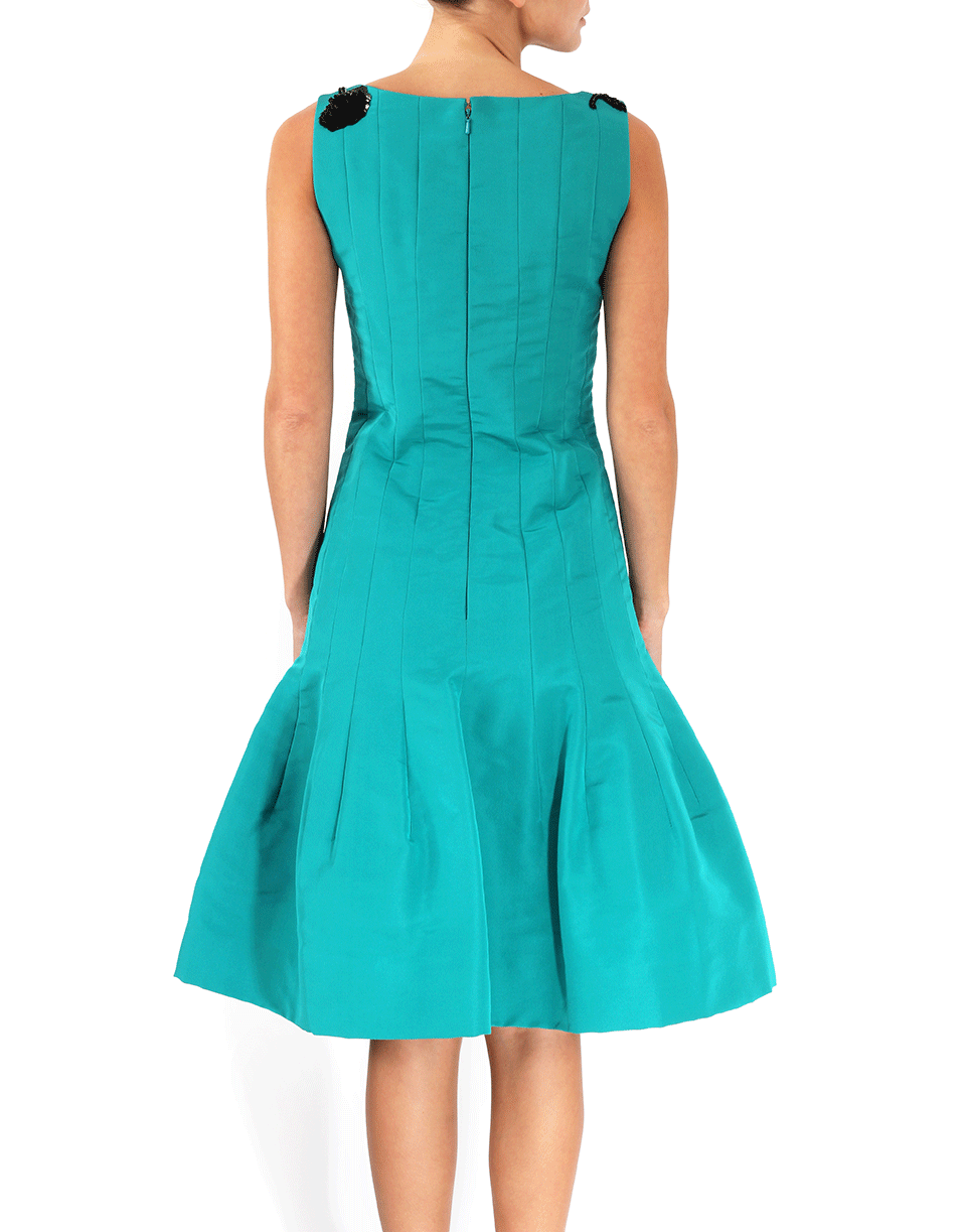 OSCAR DE LA RENTA-Floral Embroidered Dress-
