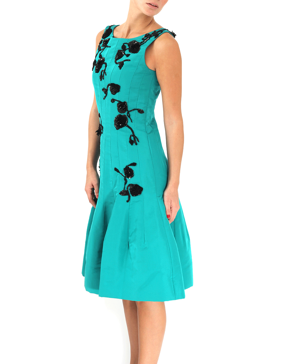 OSCAR DE LA RENTA-Floral Embroidered Dress-