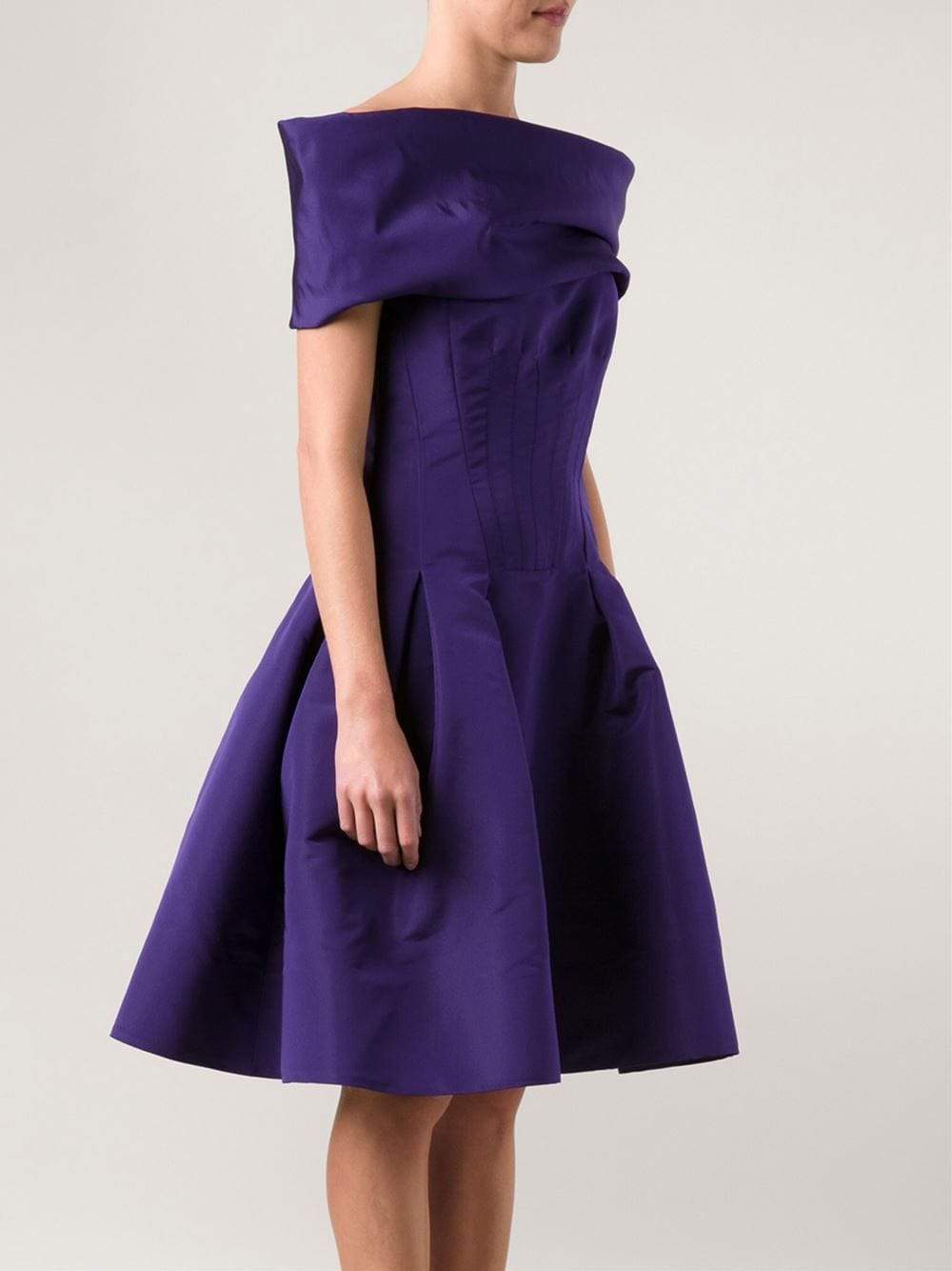 OSCAR DE LA RENTA-Off-The-Shoulder Skirt Dress-