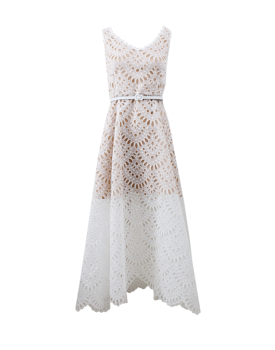 OSCAR DE LA RENTA-A-Line Eyelet Dress-WHITE