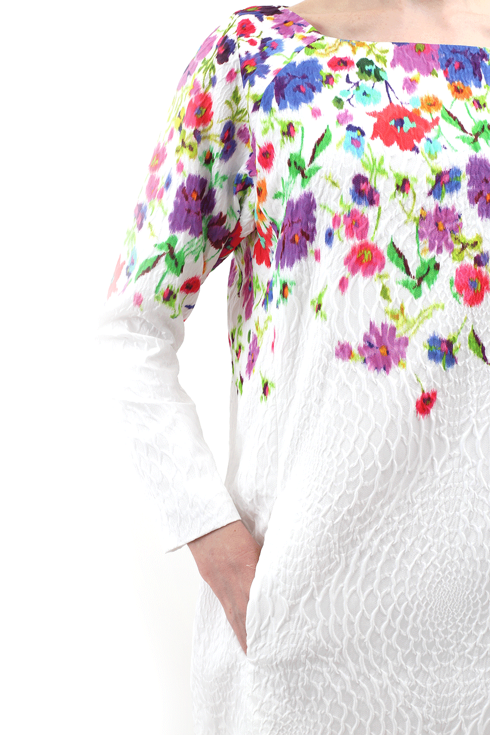 OSCAR DE LA RENTA-Cloque Floral Dress-