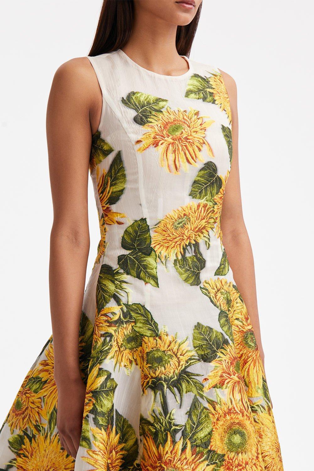 OSCAR DE LA RENTA-Sunflower Fil Coupe Cocktail Dress-