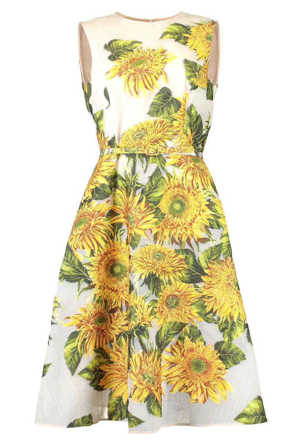 OSCAR DE LA RENTA-Sunflower Fil Coupe Cocktail Dress-