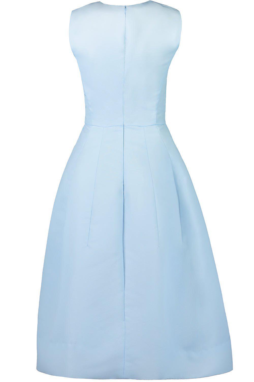 OSCAR DE LA RENTA-Chrysanthemum Stripe Cocktail Dress-YLWLTBLU