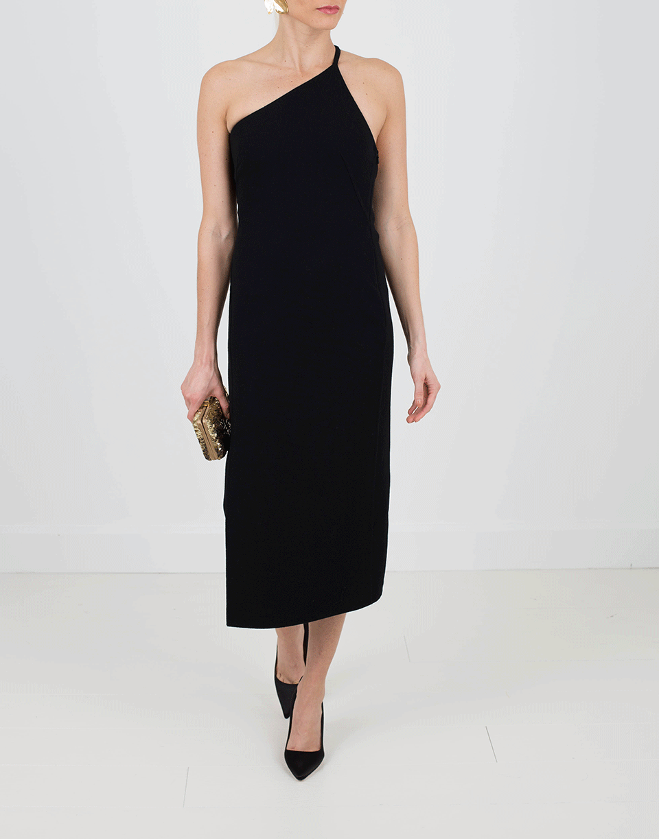 OSCAR DE LA RENTA-One Shoulder Fitted Dress-