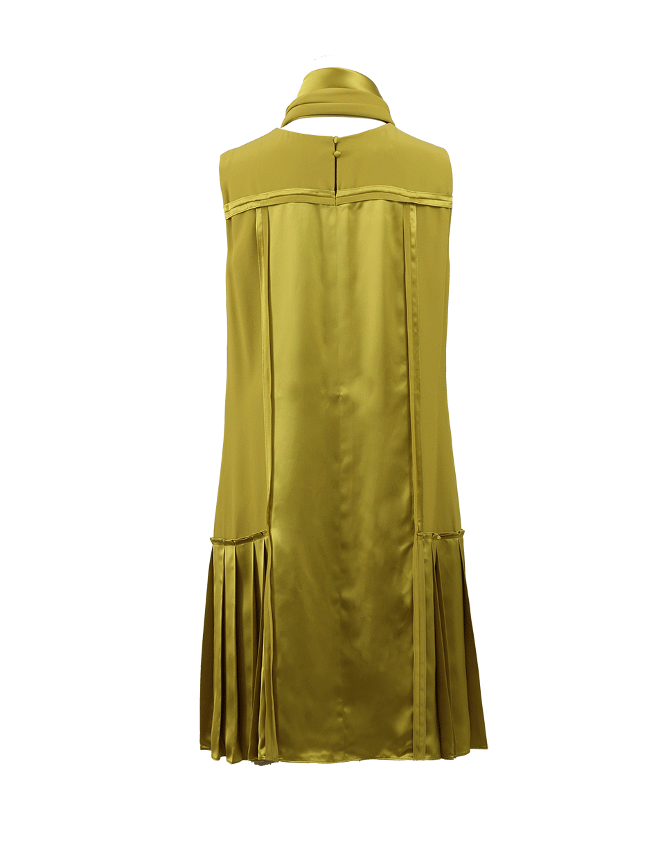 OSCAR DE LA RENTA-Fluid Satin Pleated Shift Dress-PERIDOT