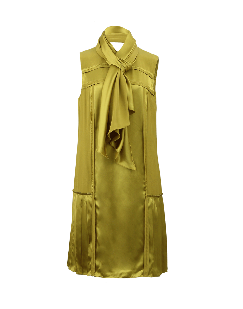 OSCAR DE LA RENTA-Fluid Satin Pleated Shift Dress-PERIDOT