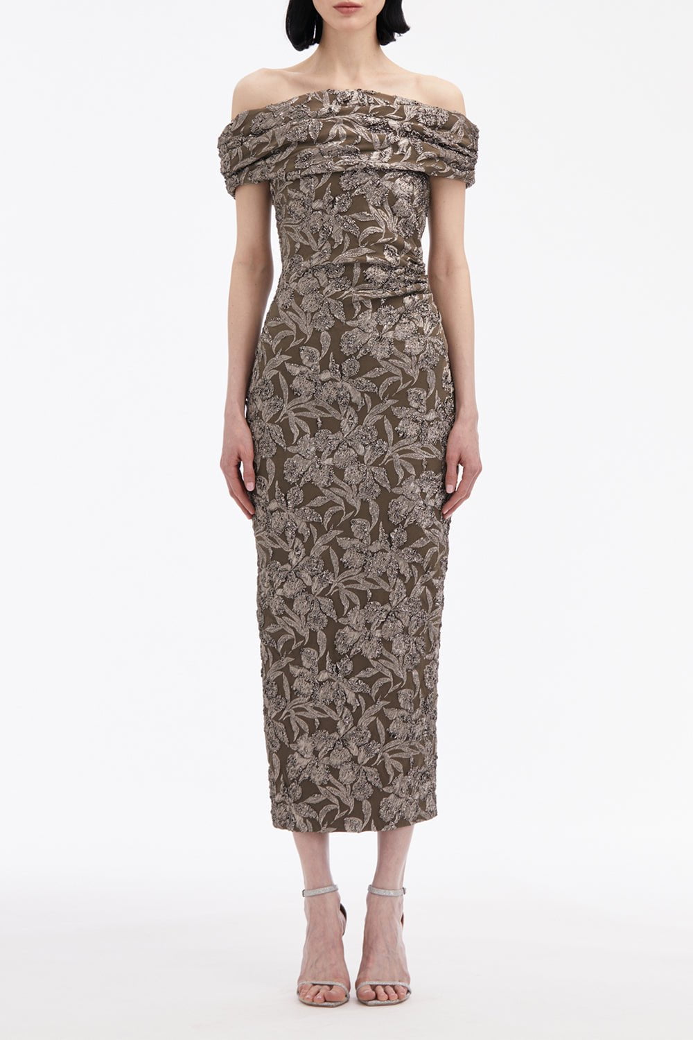 OSCAR DE LA RENTA-Off The Shoulder Draped Orchid Dress-